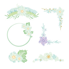 紫と白の小花のフレームセット