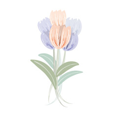 紫とピンクのチューリップの花束