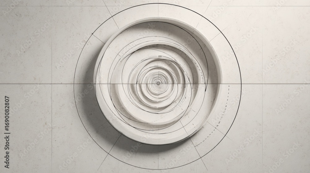 Poster circular object mounted on a wall serving as a decorative element with unique design for interior an