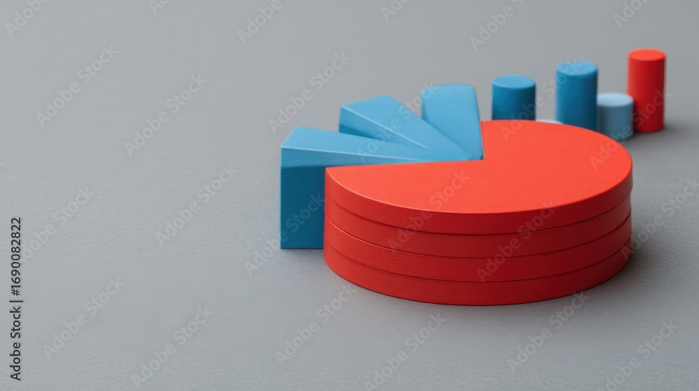 Aufkleber red and blue piece of paper representing financial tracking and analysis in resource allocation and 