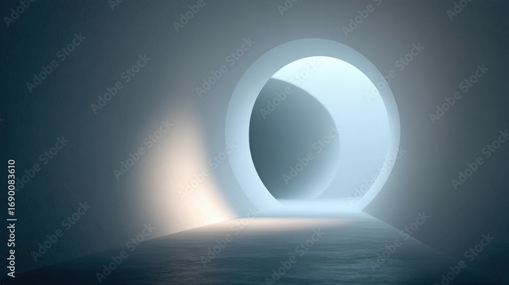 Poster clean and persuasive tunnel icon concept illustrating smooth conversion in a digital environment for