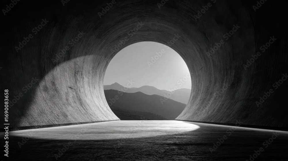 Poster clean and persuasive tunnel icon concept illustrating smooth conversion in a digital environment for