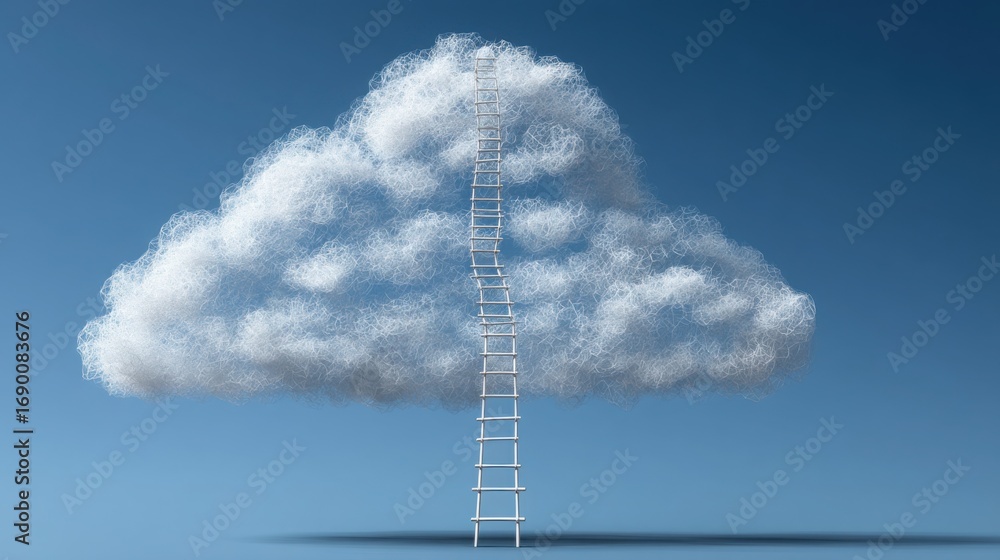 Aufkleber cloud-based fibonacci ladder icon concept representing decentralized growth in financial strategies 
