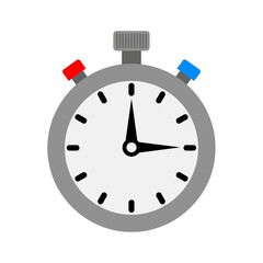 Classic Gray Stopwatch with Red and Blue Buttons Illustration