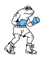 Funny cartoon frog ready for a boxing match