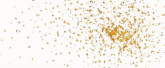 Shimmering gold & silver confetti explosion on white background, ideal for celebratory designs,  card,  celebration