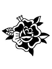 Classic rose flower in vintage tattoo flash style