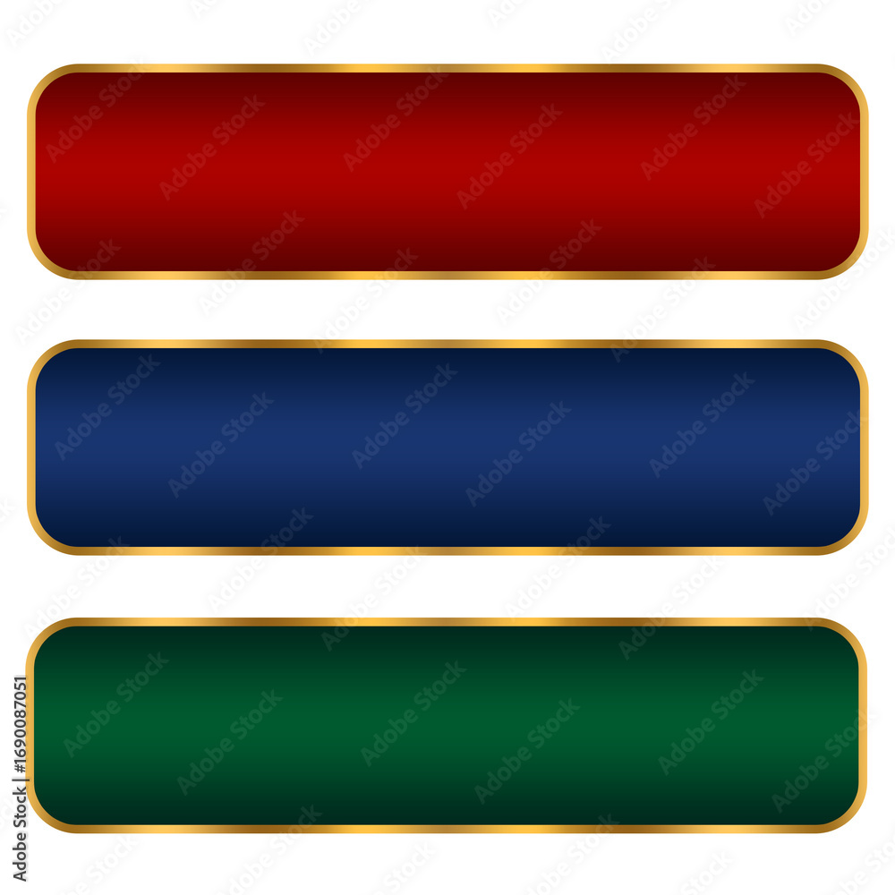 Poster modern lower third set banner element png file with gold border element red blue green color