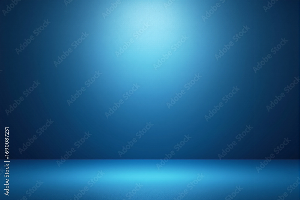 Poster minimalist blue studio room background with spotlight effect and empty floor for product display or 