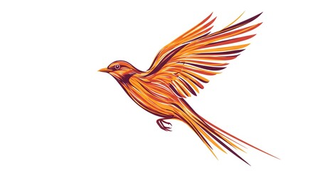 Fototapeta premium Golden Fire Bird in Flight