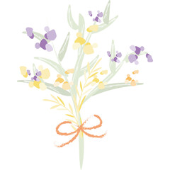 紫色と黄色の小花のブーケ