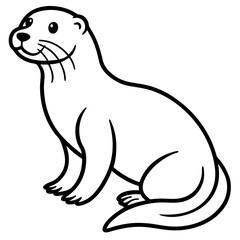 White Sea Otter Outline Design