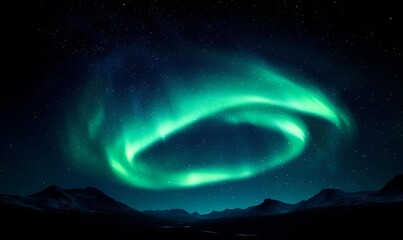 Stunning Aurora Borealis Over Majestic Mountain Landscape at Night