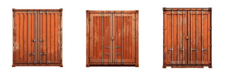 Set For rusty shipping containers isolated on transparent background