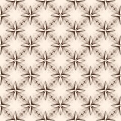 Fototapeta premium Geometric seamless pattern with black and white stars and circles, an abstract vintage floral ornament for winter holiday fabric textile design