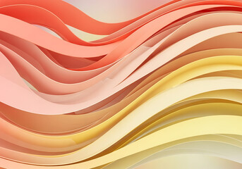 Obraz premium Abstract background with wavy paper strips in shades of red, orange, and yellow, creating a dynamic and visually appealing composition