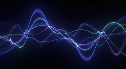Abstract Glowing Waveform Background in Blue and Green