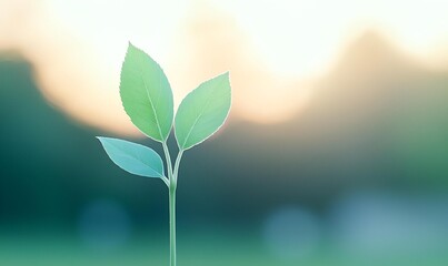 Fresh Green Plant Sprout Against Soft Background of Nature