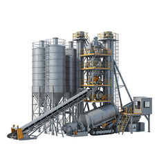 Industrial concrete batching plant isolated on transparent background
