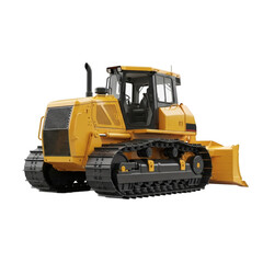 Yellow bulldozer heavy construction vehicle isolated on transparent background