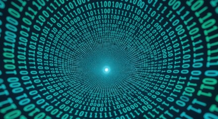 Binary Code Tunnel Abstract Background - Data Stream Visualization