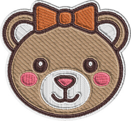 Embroidered Cute Teddy Bear Female Colorful