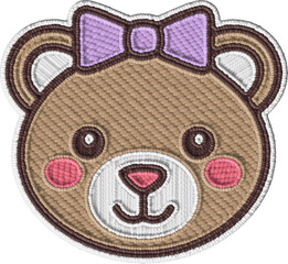 Embroidered Cute Teddy Bear Female Colorful