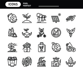 Earth day icon pack with line style vector design