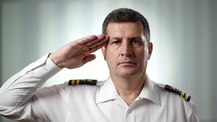 Pilot saluting with portrait, and studio. - Powered by Adobe