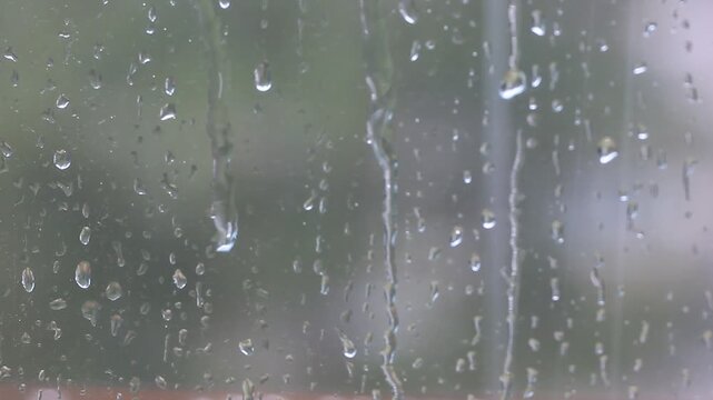 It's raining outside the window