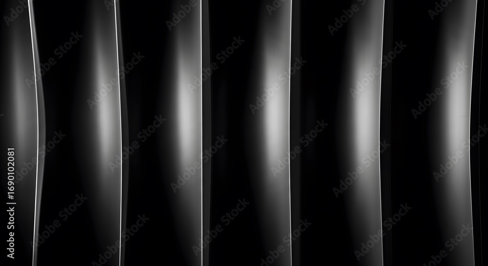 Poster abstract dark background with vertical metallic stripes and subtle light reflections, creating a sen