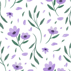 seamless floral background watercolor style purple flowers