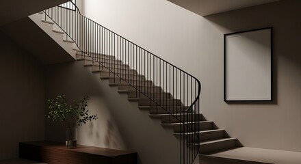 Obraz premium Modern Spiral Staircase in Minimalist Interior.