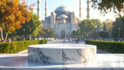Hagia Sophia vista with marble display