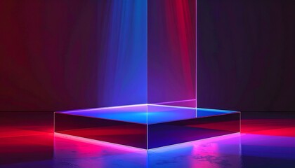 Prismatic Cube Neon Reflections and Light Beams