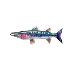 Fototapeta premium Vibrant Illustration of a Spanish Mackerel Fish