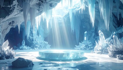 Icy cavern pedestal A magical frozen sanctuary