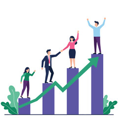 Business Growth and Teamwork Success Illustration.