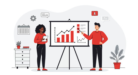 Business Meeting Presentation with Data Analysis.