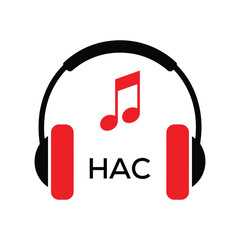 HAC Headphone  Company logo. HAC Music logo design for entrepreneur and business. HAC best Branding icon.
