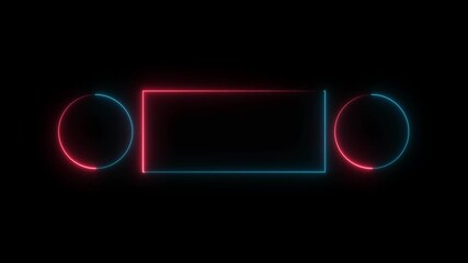 Neon sign in rectangle shape. Bright neon light, illuminated rectangle frame. neon frame icon animation shape frame rotation footage round border frame movement photo frame. on a black background - Powered by Adobe