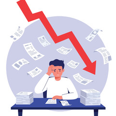 Stressed Businessman Facing Financial Crisis and Falling Profits