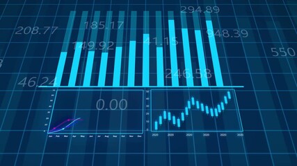 Stock market financial graph animated data visualization technology business analytics progress. Animated financial analytics graph business data progress technology stock market investment trend. - Powered by Adobe