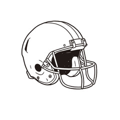 Fototapeta premium Outlined illustration of a football helmet, showing detailed design elements.