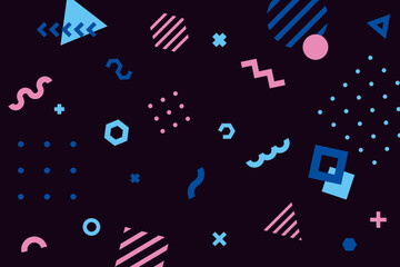 Obraz premium おしゃれでかわいい幾何学図形の背景装飾イラスト 抽象的 メンフィスデザイン