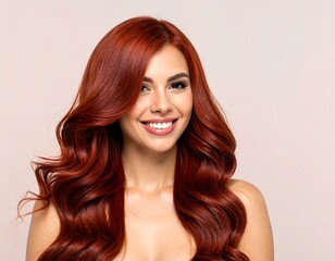 Fototapeta premium Woman with vibrant red hair smiles