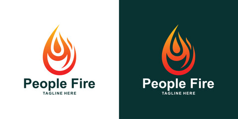 People and fire logo design,design modern and elegant.
