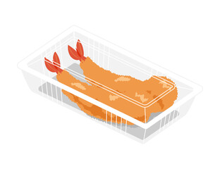 フードパックに入ったエビフライのイラスト