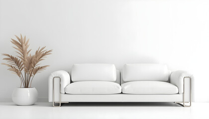 Minimalist White Sofa and Plant in Modern Interior Design