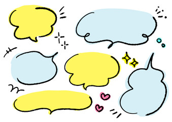 手書きの吹き出しと漫符のあしらいセット